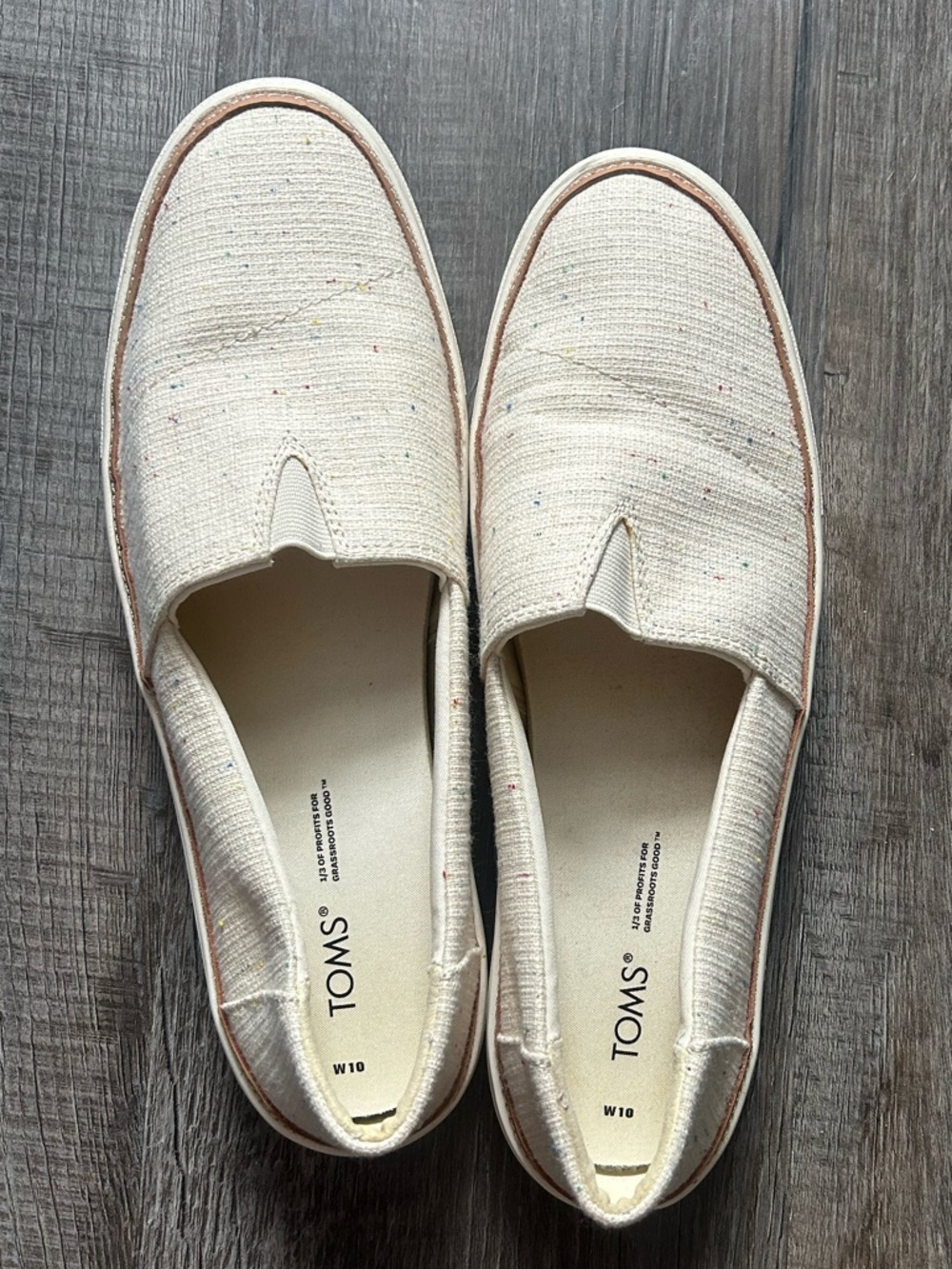 TOMS Parker Natural Speckled Slub Slip on Shoes Size 10 Women’s